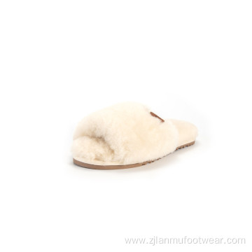 Open Toe Sheepskin Slider Slippers